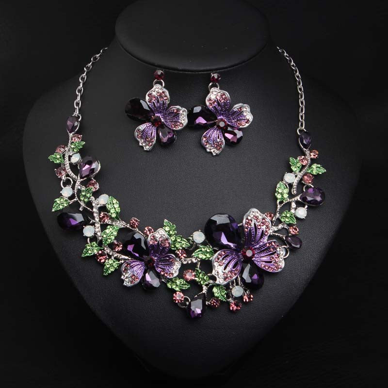 Women's Suite Crystal Gem Jewelry Dress Bridal Necklaces