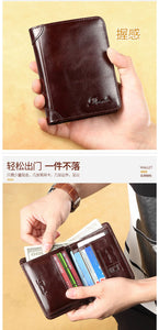 Dante Men's Leather RFID Wallet - Vintage Cowhide Vertical Design with Money Clip