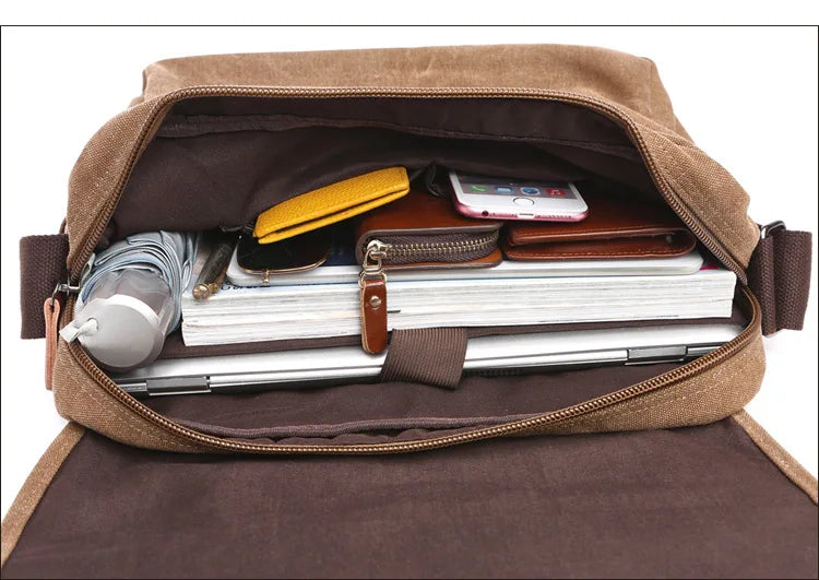 High Quality Canvas Shoulder Bag - Designer Unisex Messenger Bag with Large Capacity