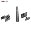 Classic Square Black Cufflinks - Laser Stripe Tie Bar Set
