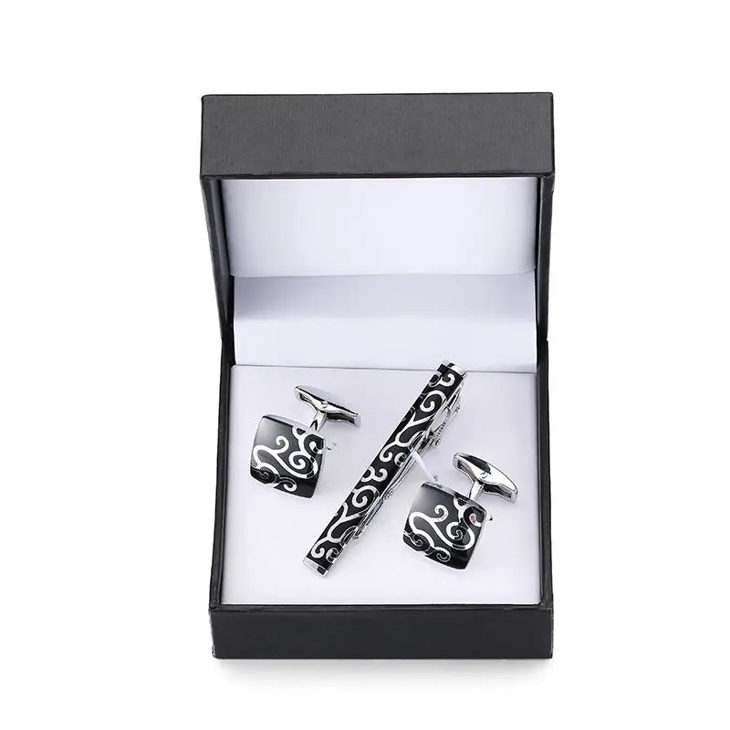 Men's Golden Sax Cufflinks Set - Music Tie Bar & Cufflinks Jewelry