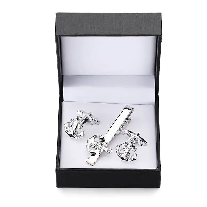Men's Golden Sax Cufflinks Set - Music Tie Bar & Cufflinks Jewelry