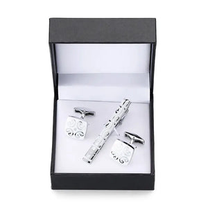 Men's Golden Sax Cufflinks Set - Music Tie Bar & Cufflinks Jewelry