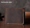 Vintage Crazy Horse Leather Wallet - Handmade Men's Bifold with Money Clip