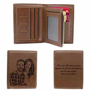 Personalized Men's Leather Wallet - Custom Engraving with Coin Purse & Card Storage