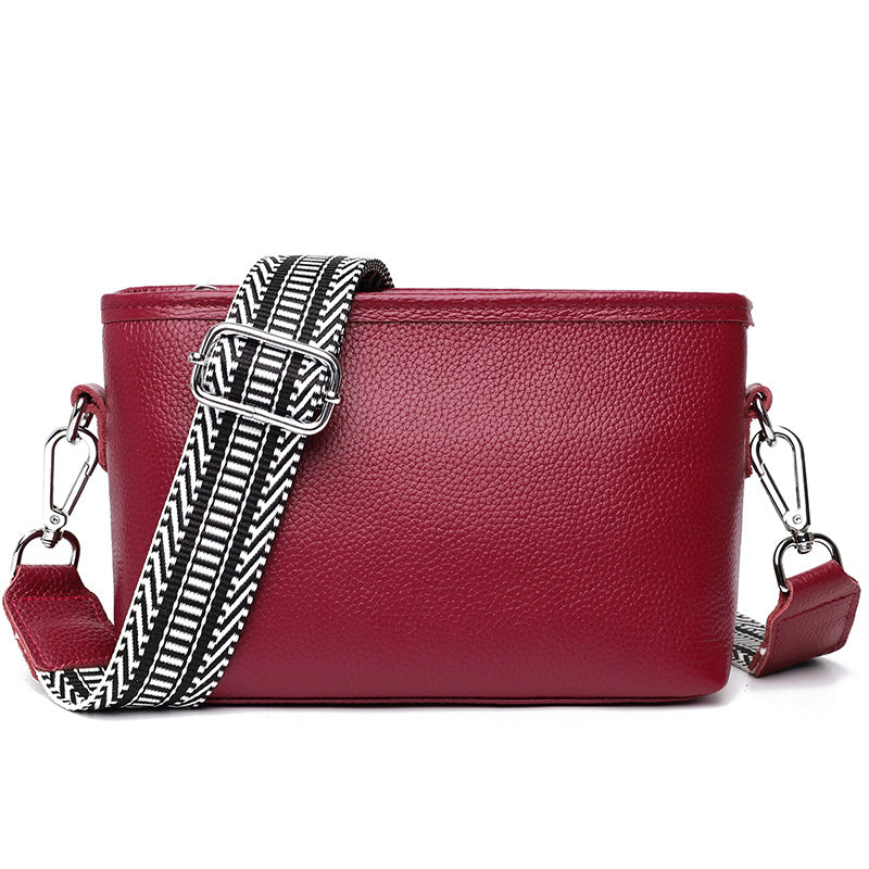 Women's Genuine Leather Wide Strap Cross Body Crossbody Bags