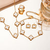 Women's Titanium Steel No Fading Double-sided Four-leaf Flower Fashion Jewelry Set