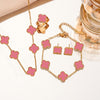 Women's Titanium Steel No Fading Double-sided Four-leaf Flower Fashion Jewelry Set