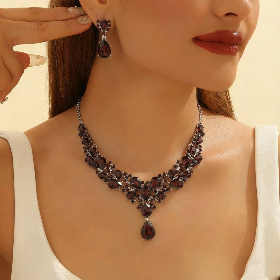 Women's Bridal Rhinestone Suite Luxury Fashion Party Jewelry Set