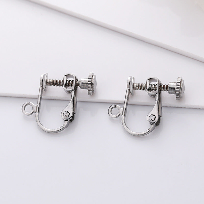 Stainless Steel Flat-head Screw No Pierced Adjustable Elastic Spiral Hair Ear Clip