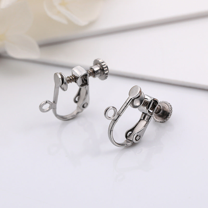 Stainless Steel Flat-head Screw No Pierced Adjustable Elastic Spiral Hair Ear Clip