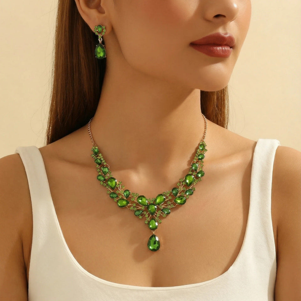Women's Bridal Rhinestone Suite Luxury Fashion Party Jewelry Set