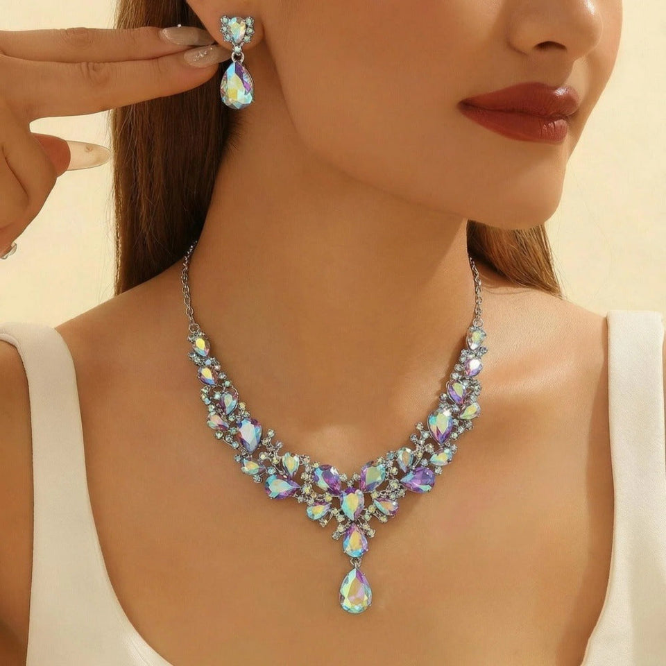 Women's Bridal Rhinestone Suite Luxury Fashion Party Jewelry Set