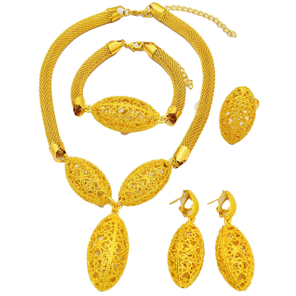 Women's Gold-plated Water Drop Banquet Wedding Imitation Jewelry Set