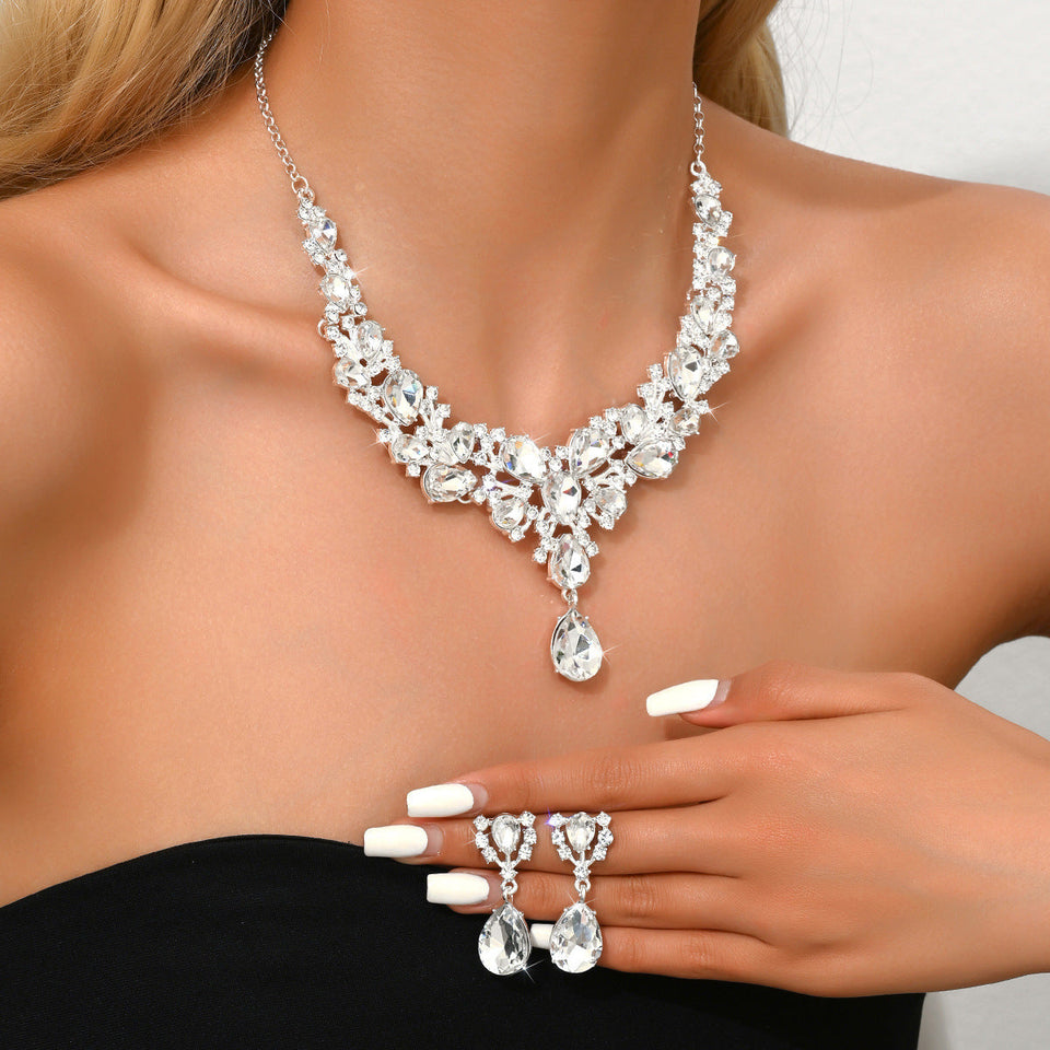 Women's Bridal Rhinestone Suite Luxury Fashion Party Jewelry Set