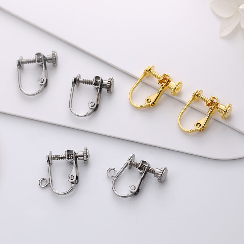 Stainless Steel Flat-head Screw No Pierced Adjustable Elastic Spiral Hair Ear Clip