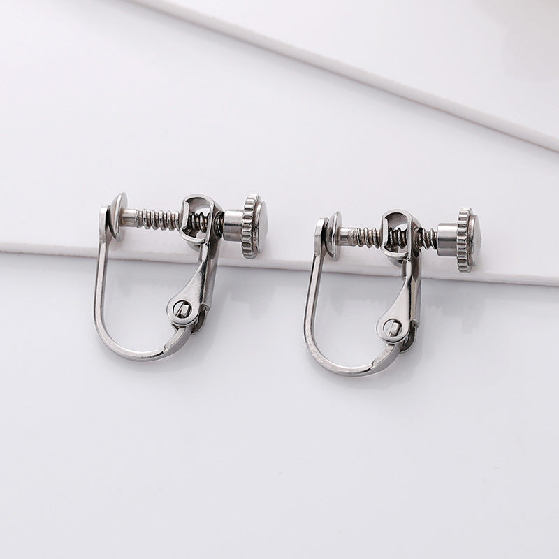 Stainless Steel Flat-head Screw No Pierced Adjustable Elastic Spiral Hair Ear Clip