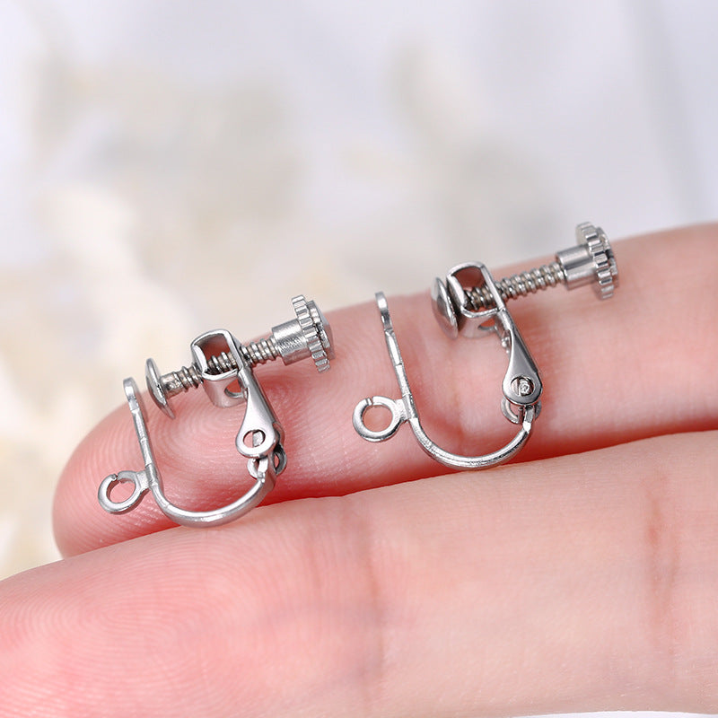 Stainless Steel Flat-head Screw No Pierced Adjustable Elastic Spiral Hair Ear Clip
