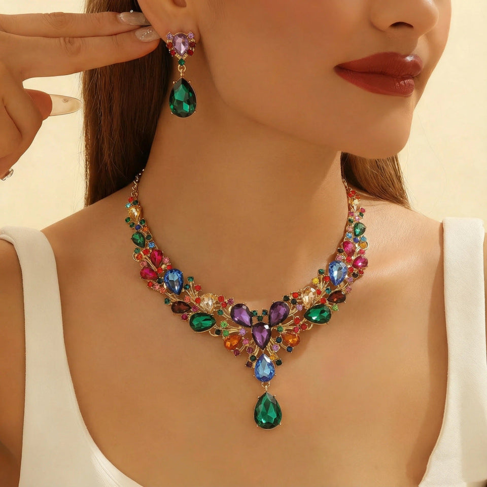 Women's Bridal Rhinestone Suite Luxury Fashion Party Jewelry Set