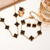 Women's Titanium Steel No Fading Double-sided Four-leaf Flower Fashion Jewelry Set