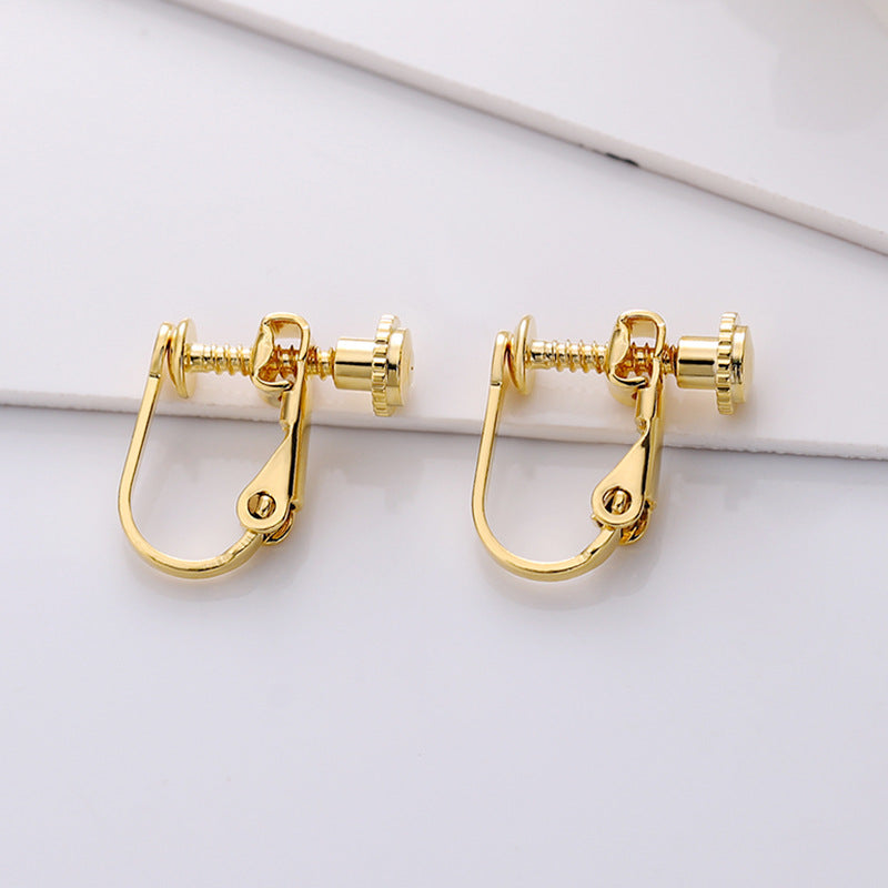 Stainless Steel Flat-head Screw No Pierced Adjustable Elastic Spiral Hair Ear Clip