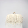 Elegant Ostrich Hair Ring Box – Small Square Bag with Chain Crossbody Shoulder Velvet Evening Clutch Purse, Perfect for Dinner, Casual Outings, Party Events, and Prom Nights