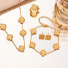 Women's Titanium Steel No Fading Double-sided Four-leaf Flower Fashion Jewelry Set