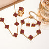Women's Titanium Steel No Fading Double-sided Four-leaf Flower Fashion Jewelry Set