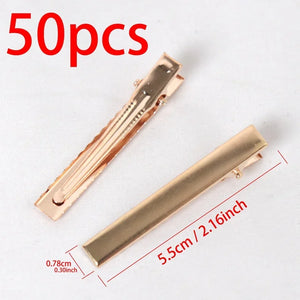 50Pcs Metal Alligator Hair Clips - Duckbill Blank Base for DIY Hair Accessories