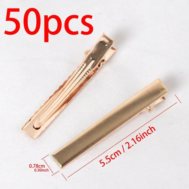 50Pcs Metal Alligator Hair Clips - Duckbill Blank Base for DIY Hair Accessories