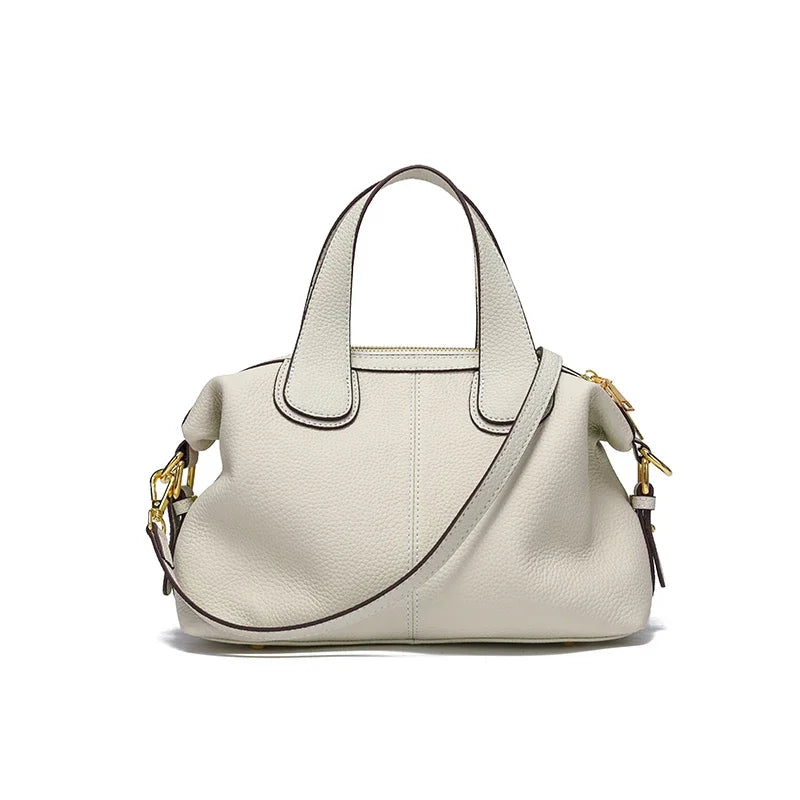 Women's Natural Leather Crossbody Bag - Premium Cowhide Large Capacity Design