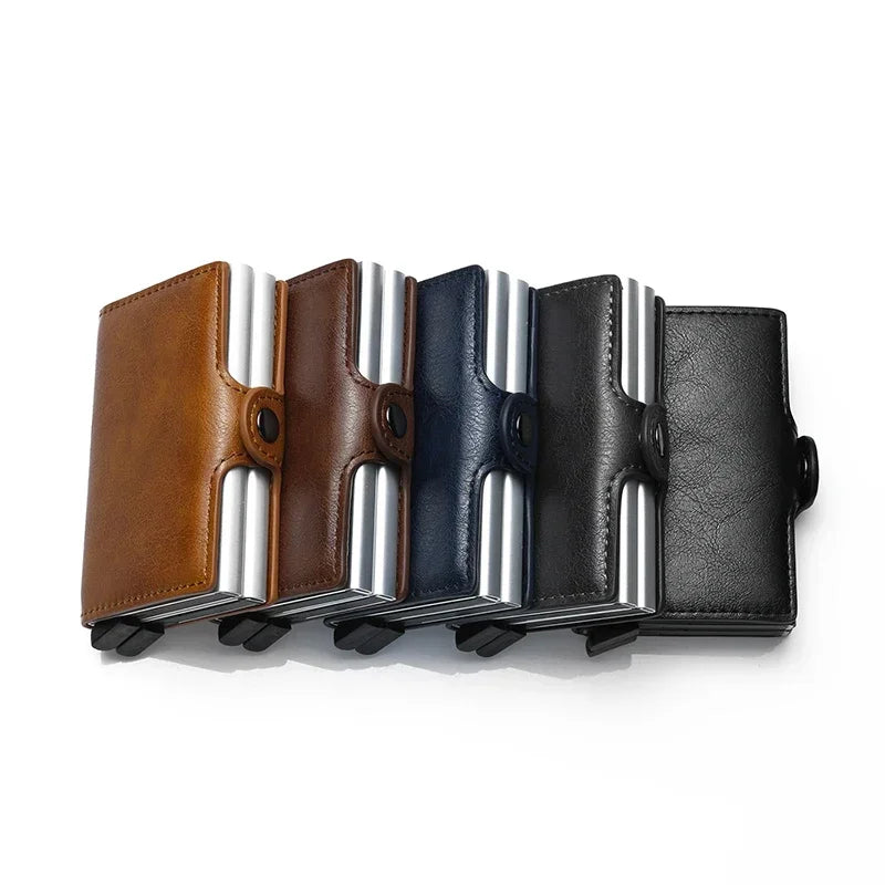 RFID Blocking Men's Card Holder - Secure Aluminum Wallet with Leather Cover