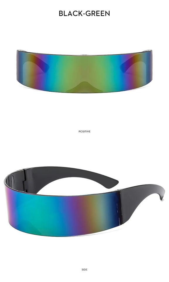 Cyber Punk Rimless Sunglasses - Y2K Futuristic Wrap-Around for Women