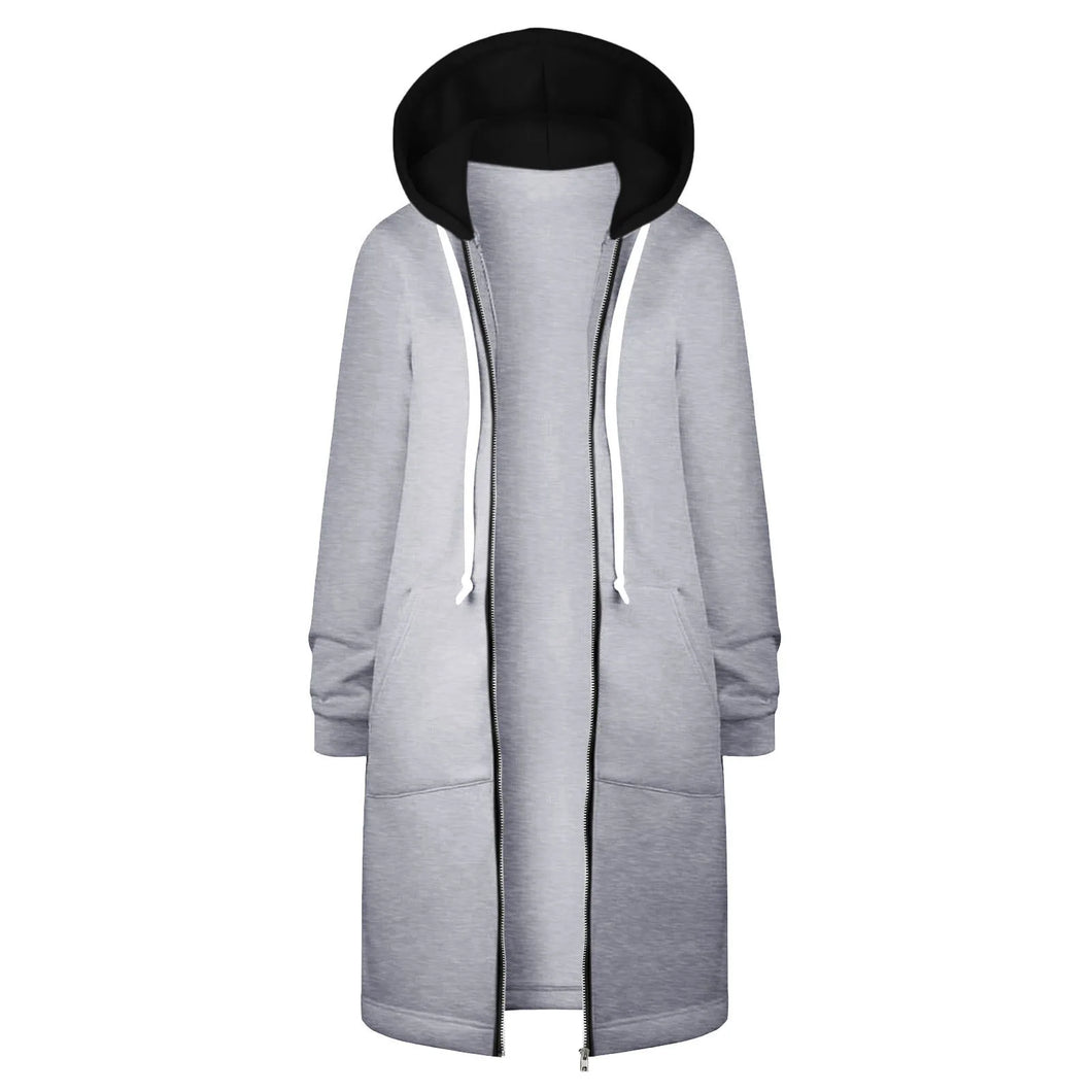 Y2K Long Sleeve Hoodie for Women - Versatile Color Block Zip Sweatshirt