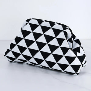 Women's Woven Crochet Clutch Bag - Summer Beach Handbag with Cloud Design