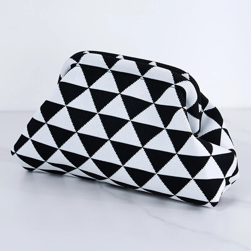 Women's Woven Crochet Clutch Bag - Summer Beach Handbag with Cloud Design