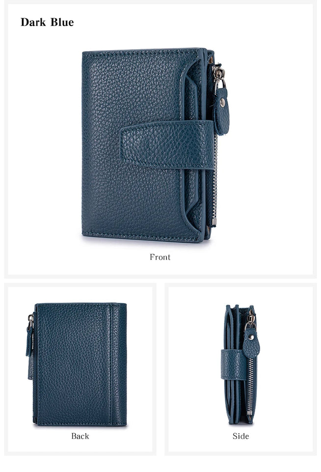 Large Capacity Women's RFID Wallet - Leather Bifold with Coin Pocket & ID Windows