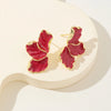 Statement Metal Flower Earrings - Women's Cream & Gold-Plated Fashion Studs