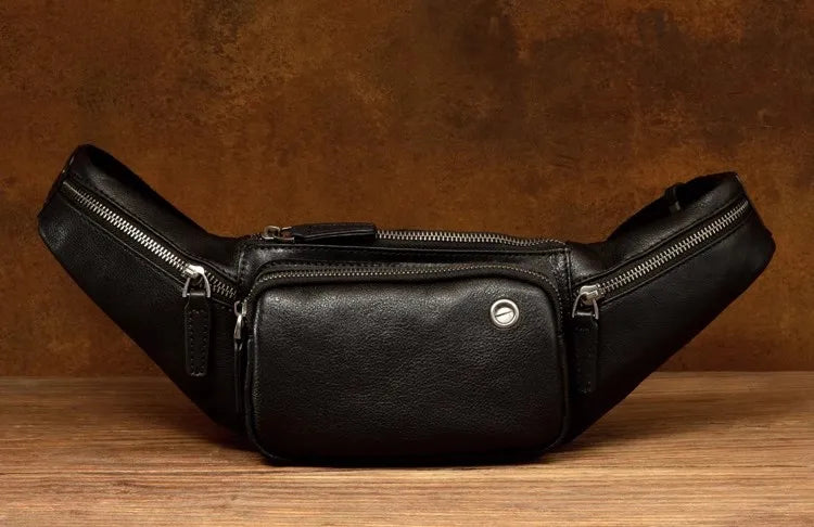 Vegetable Tanned Cowhide Waist Bag - Multi-Functional Vintage Leather