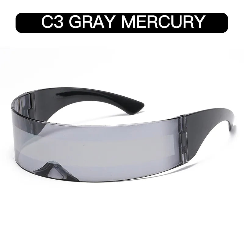 Cyber Punk Rimless Sunglasses - Y2K Futuristic Wrap-Around for Women