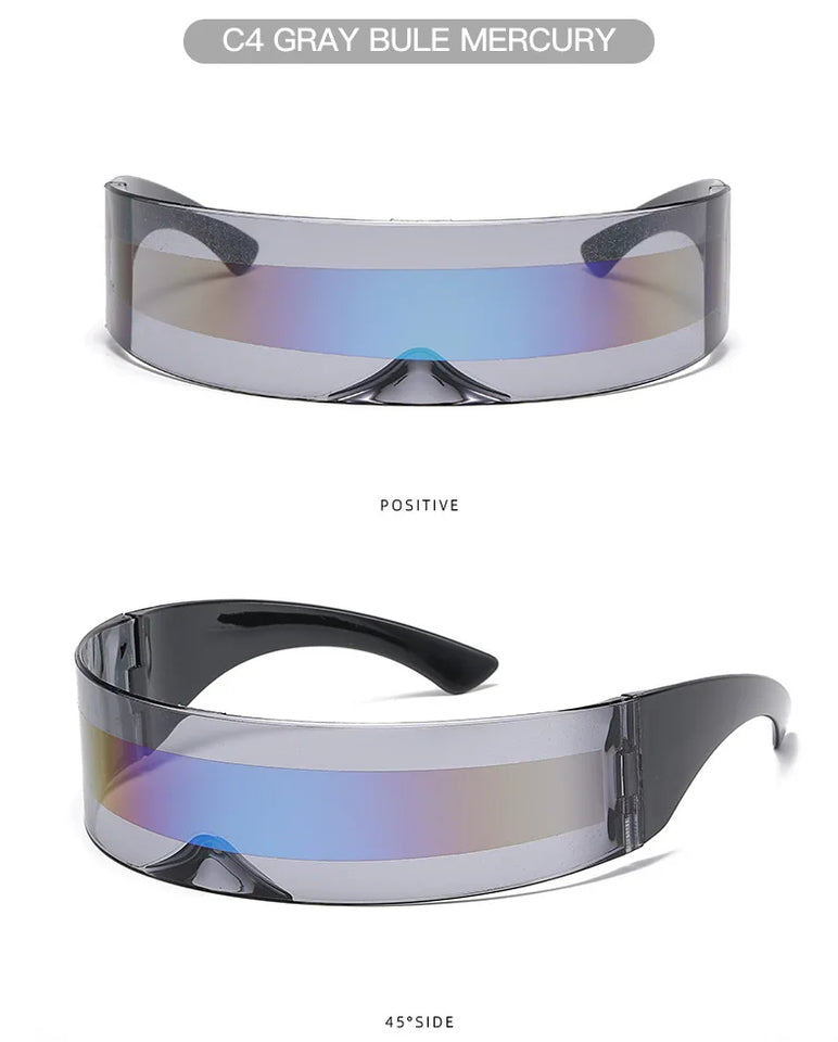 Cyber Punk Rimless Sunglasses - Y2K Futuristic Wrap-Around for Women