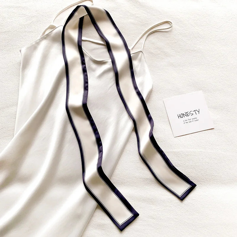 Satin Ribbon Neckerchief for Women - 6x115cm Long Silk-Style