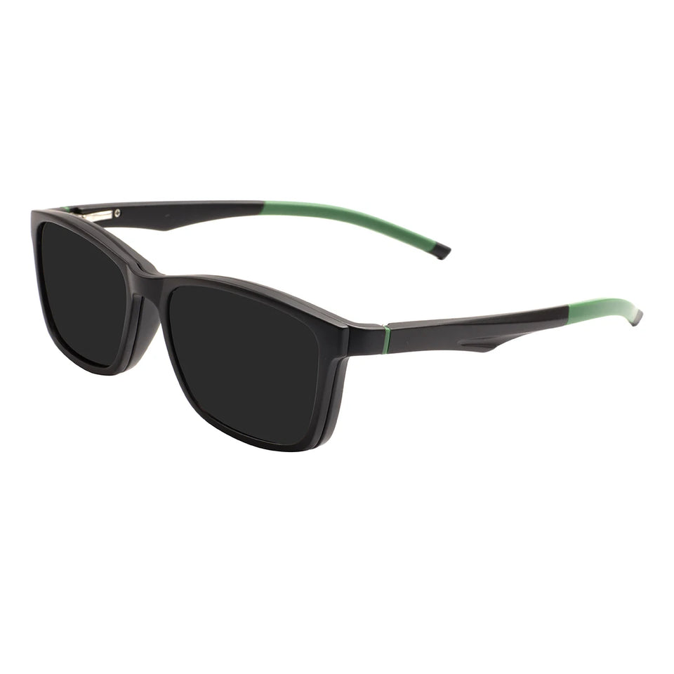 Rectangular Frame Sunglasses - Large Size with Clip-On Design & Spring Hinges
