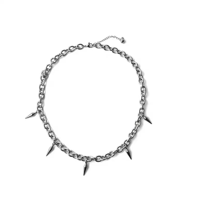 Unisex Punk Stud Necklace - Hip Hop Choker with Pendant