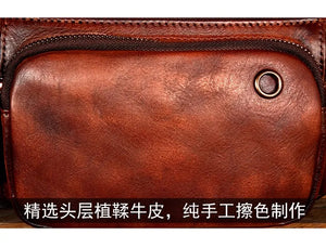 Vegetable Tanned Cowhide Waist Bag - Multi-Functional Vintage Leather