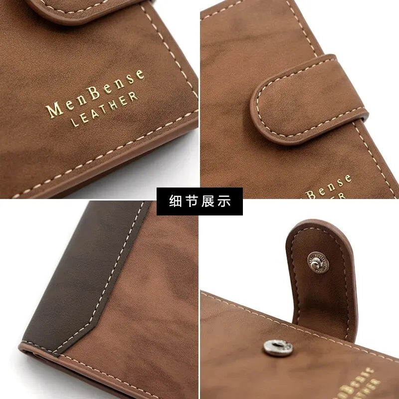 Secure Men's Wallet - PU Leather Card Holder with Hasp & Multiple Compartments