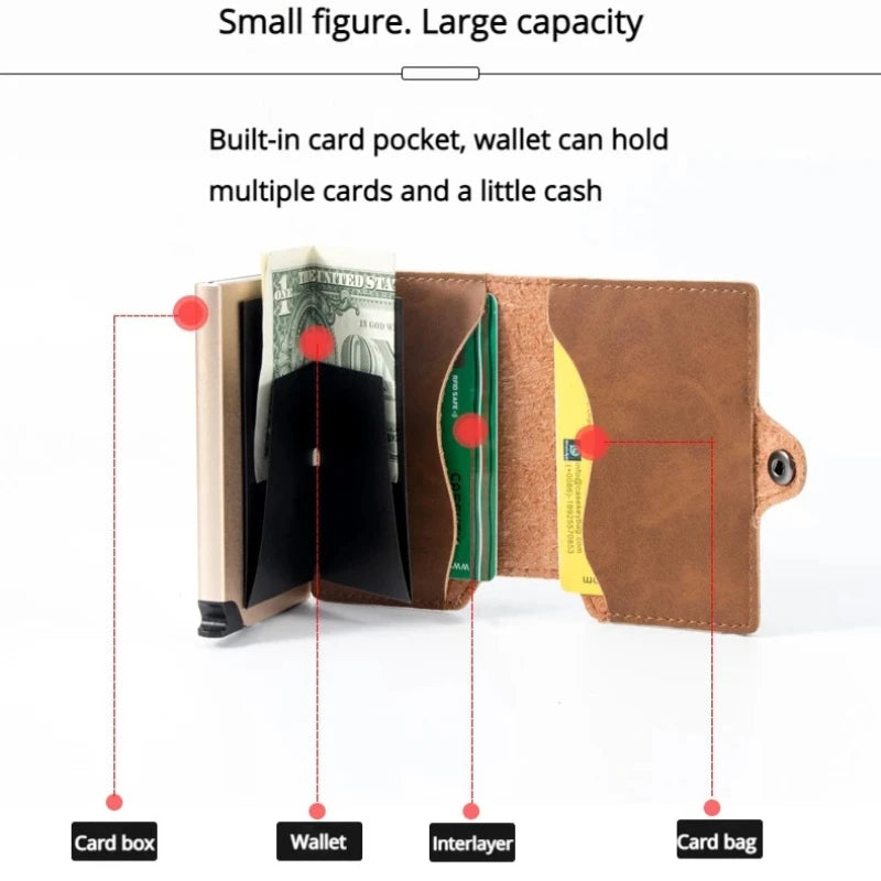 Split Leather RFID Wallet for Men - Slim Pop-Up Design with Money Clip