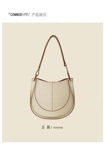 Large Capacity Bucket Bag for Women - Soft Leather Crossbody with Saddle Style
