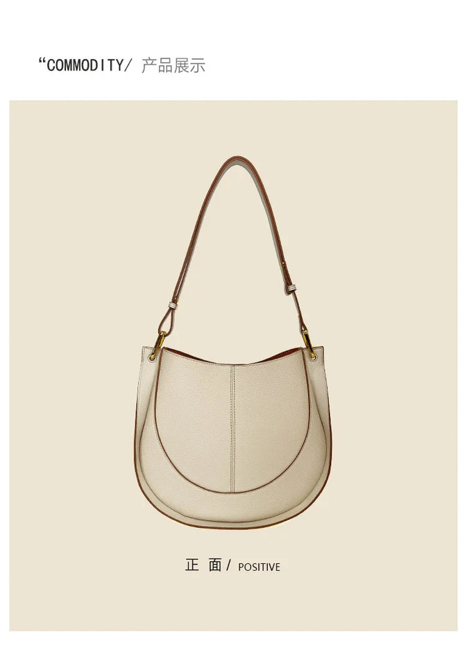 Large Capacity Bucket Bag for Women - Soft Leather Crossbody with Saddle Style