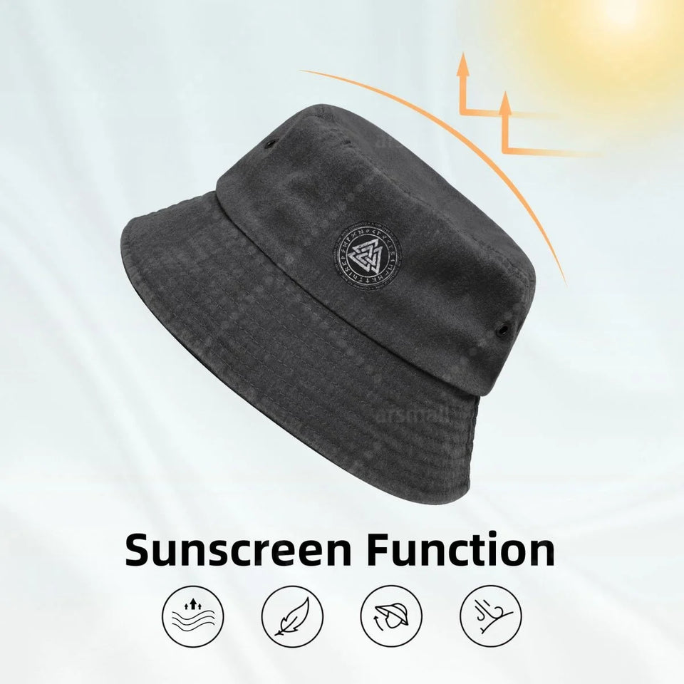 Unisex Viking Bucket Hat - Adjustable Cotton Sun Hat for Beach & Travel